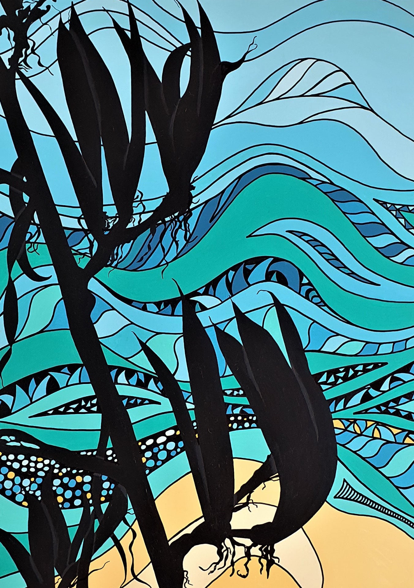 New Zealand coast and beaches inspired abstract artwork by Nicky Lowe